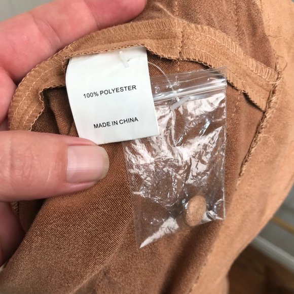 Finders Keepers | Size 12 | Faux Suede Tan Dress Exposed Back Scallop Hem Zip - Picture 11 of 11